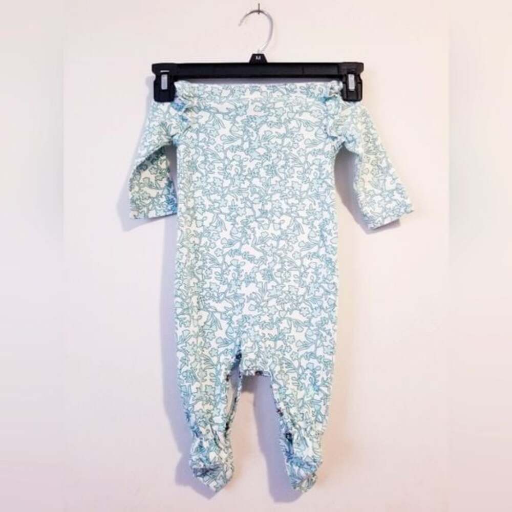 Jessica Simpson Size 3/6 Month Baby One Pieces Long Sleeves Romper Green/White